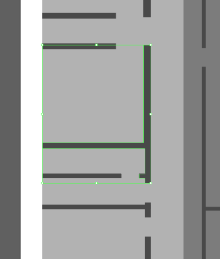 screen shot showing the intersecting rectangles after the pathfinder tool has been used to unite them